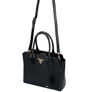 Prada Women's Saffiano Leather Shoulder Tote Handbag 1BA113